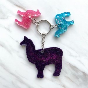 5/$25 Mama and Baby Llamas Keychain- CUSTOMIZABLE